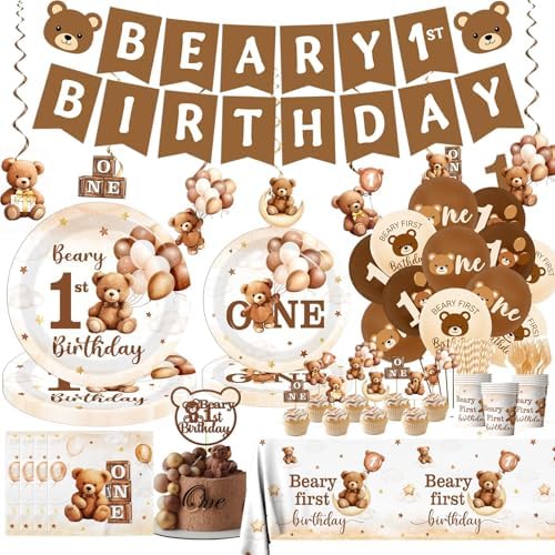189Pcs Beary First Birthday Party Decorations Set
