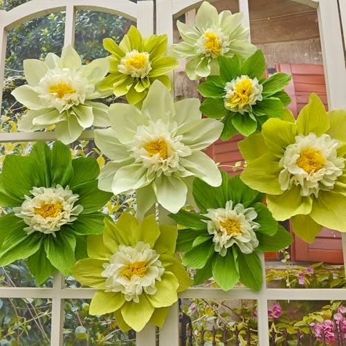 Mybbshower Crepe Paper Flowers Pack of 9 Green