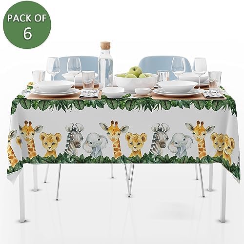 Yuzioey 6 Pack Jungle Safari Tablecloths Wild Animals Cover