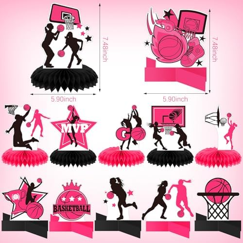 Poen 12 Pcs Pink Basketball Party Decorations