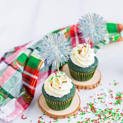 Ephlyn 30Pcs Foil Firework Cupcake Toppers Sparkle Decorations