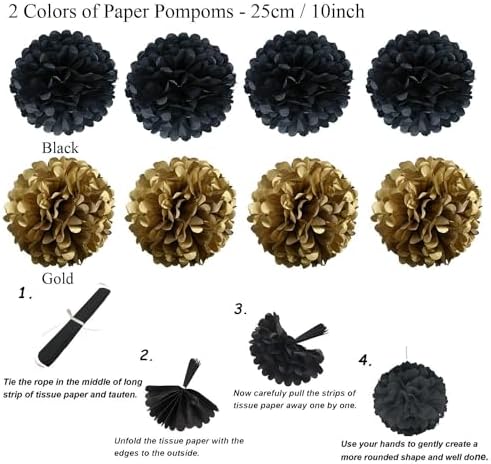 Black and Gold Party Decor Set 20 Pcs