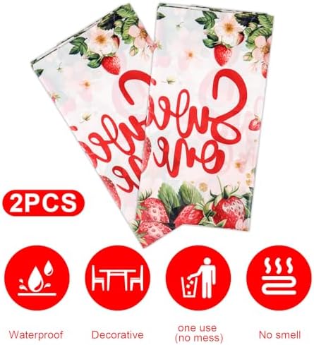 2pcs Strawberry Themed Tablecloth for Birthday Parties
