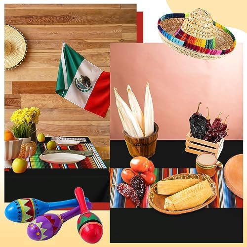 Hosuly Mexican Fiesta Tablecloth 54 x 108 In 10 Pcs