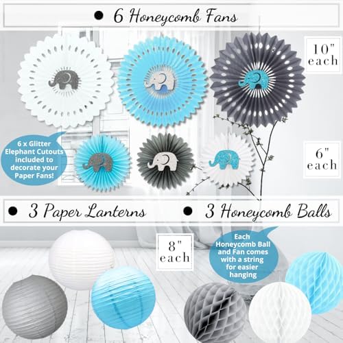 697 Pcs Premium Elephant Baby Shower Decor Set