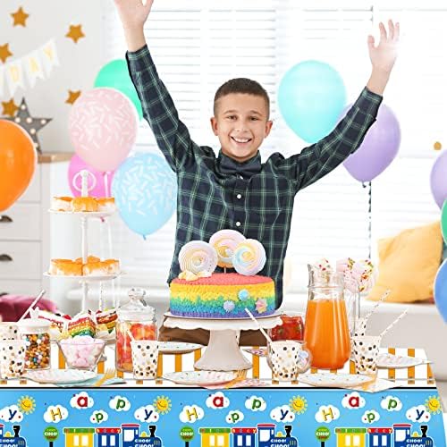 Irenare 3 Piece Train Themed Plastic Tablecloths