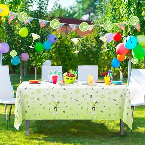 2Pcs Martini Wine Glass Themed Tablecloth for Parties