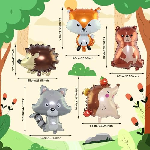 9pcs Jumbo Woodland Animal Balloon Set for Baby Shower and Birthday Party