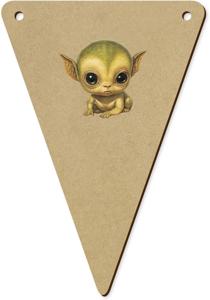 5 x 140mm Alien Baby Wooden Bunting Flags