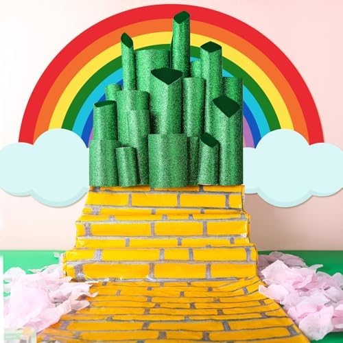 6 Pcs Wizard Party Decorations DIY Green Castle Backdrop