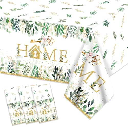 3 Pack House Warming Tablecloths with Rustic Floral Design 54x108 Inch