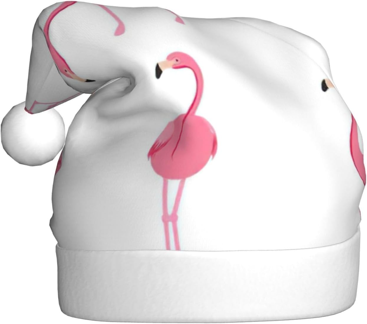 QINZHENG Flamingos Print Santa Hat for Women Adult