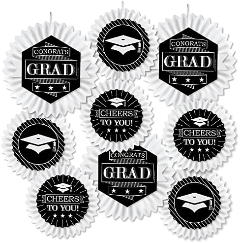 Big Dot of Happiness Graduation Party Fans - Set of 9