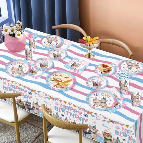 177pcs Cat Birthday Decorations Set for Kitten Girls Party
