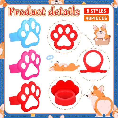 48 Pcs Dog Cupcake Rings Decorations