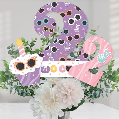 Big Dot of Happiness Two Cool Girl Birthday Centerpiece Sticks