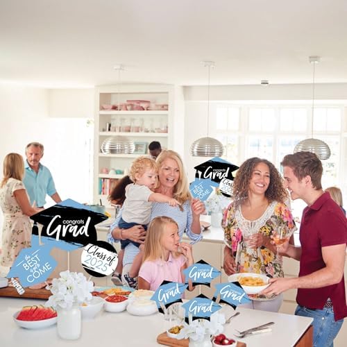 Big Dot of Happiness 2025 Light Blue Graduation Party Centerpiece Sticks - 35 Pieces