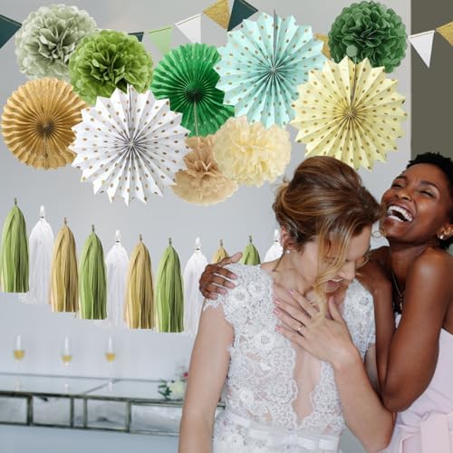 Sage Green Retro Party Decorations Set