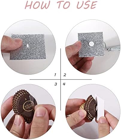 2025 Graduation Cap Cupcake Toppers with Tassel Adhesive Dots Silver