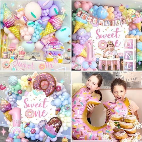 1st Birthday Decorations for Girl 128pcs Balloon Set
