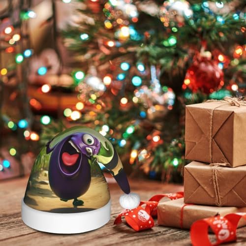 QinZheng Cartoon Eggplant Santa Hat for Women
