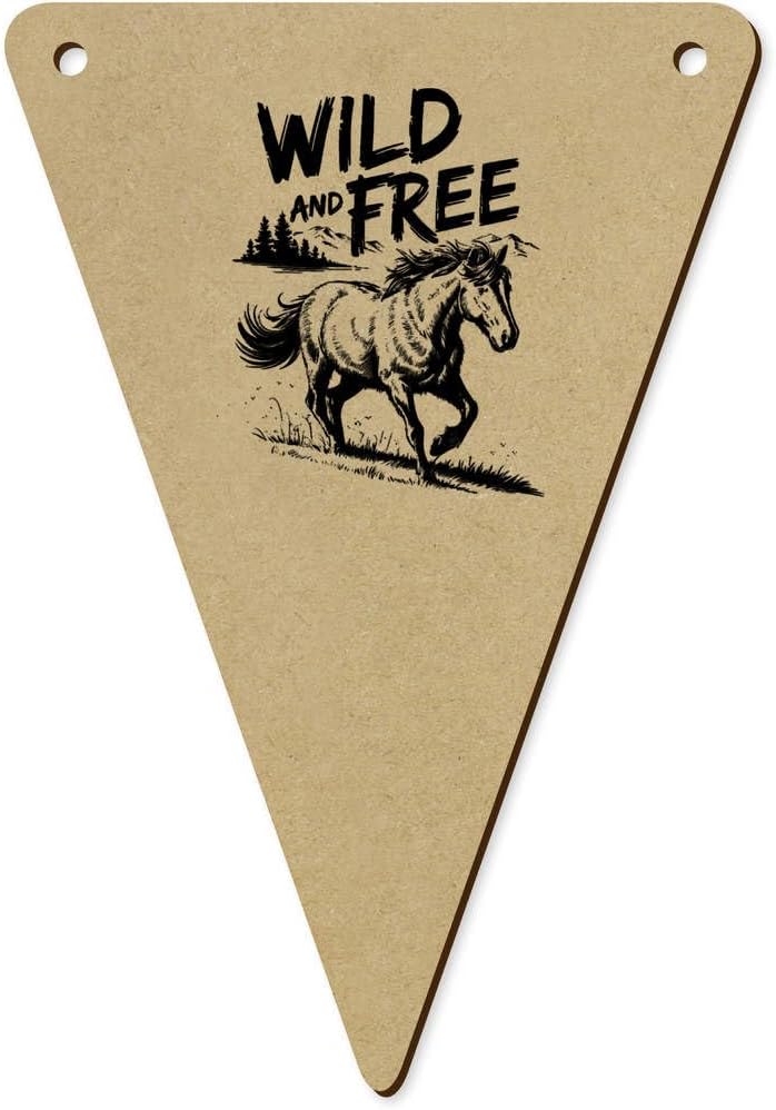 5 x 140mm Wild and Free Wooden Bunting Flags