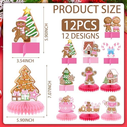 Poen 12 Pcs Gingerbread Man Honeycomb Centerpieces