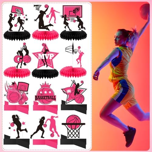 Poen 12 Pcs Pink Basketball Party Decorations