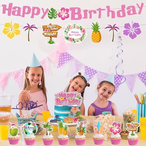 Pink Blue Cartoon Birthday Party Decor Kit