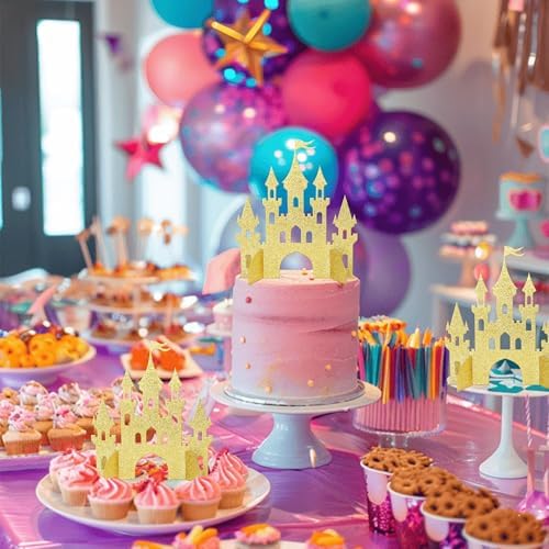 2 PCS Princess Castle Centerpieces Gold