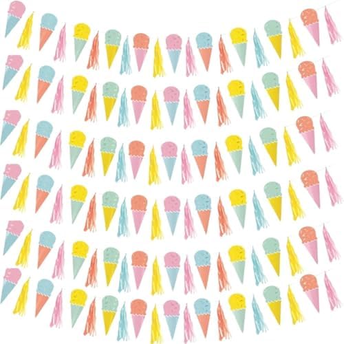 Unique Pastel Ice Cream Garland With Tassels Pack Of 1 6 Ft