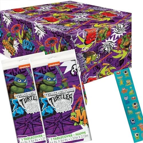 Unique TMNT Birthday Table Covers 2 Pack and Sticker Sheet