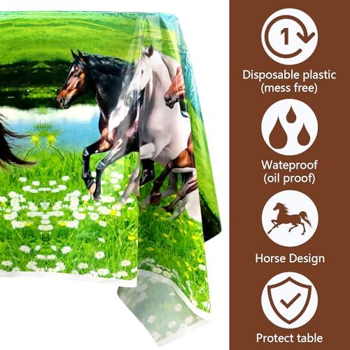 4 Pack Horse Themed Tablecloths for Parties