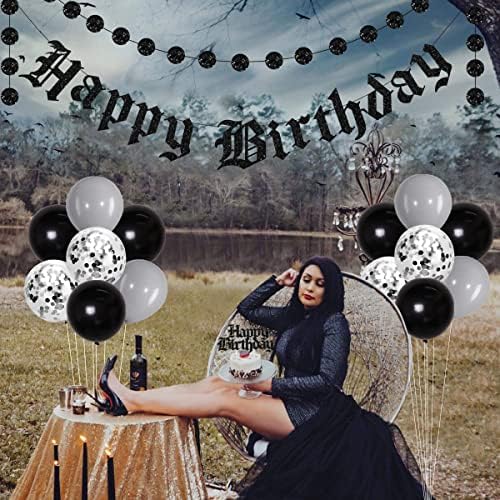 Black Gothic Birthday Decorations for Men Women