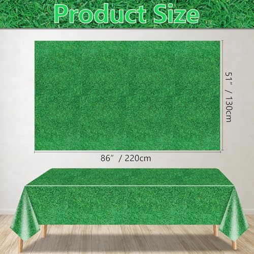 4 Pack Green Grass Tablecloths 87x51in Football Field Decor