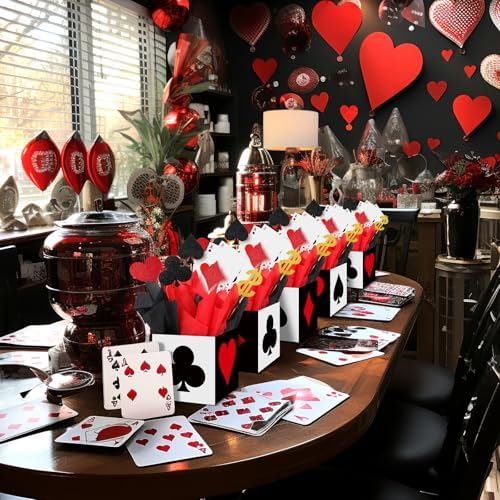 Zhanmai Casino Party Decorations Set 4 Poker Boxes with Extras