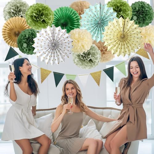 Sage Green Retro Party Decorations Set