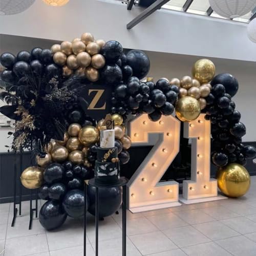 Black and Gold Balloons Garland Arch Kit 134pcs