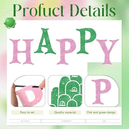 Witch Birthday Banner Pink Green Princess Theme Party Decor