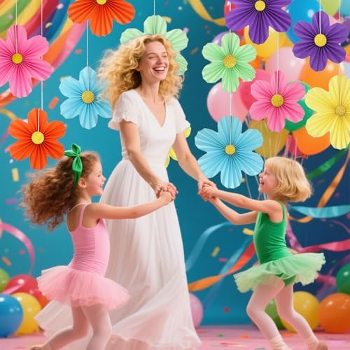 12Pcs Paper Flower Fans for Party Decorations