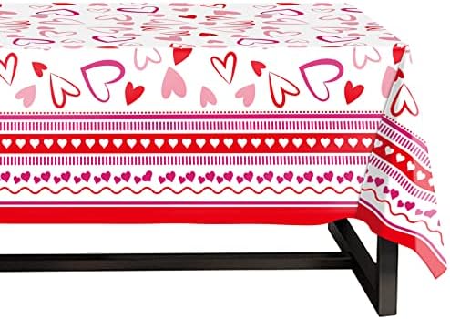 Fancy Land 3 Pack Valentine Heart Red Tablecloths 54x108 Inches