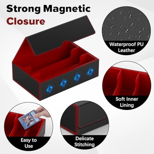 Gomyrod Card Deck Case for 1800 Sleeved Cards Black Red