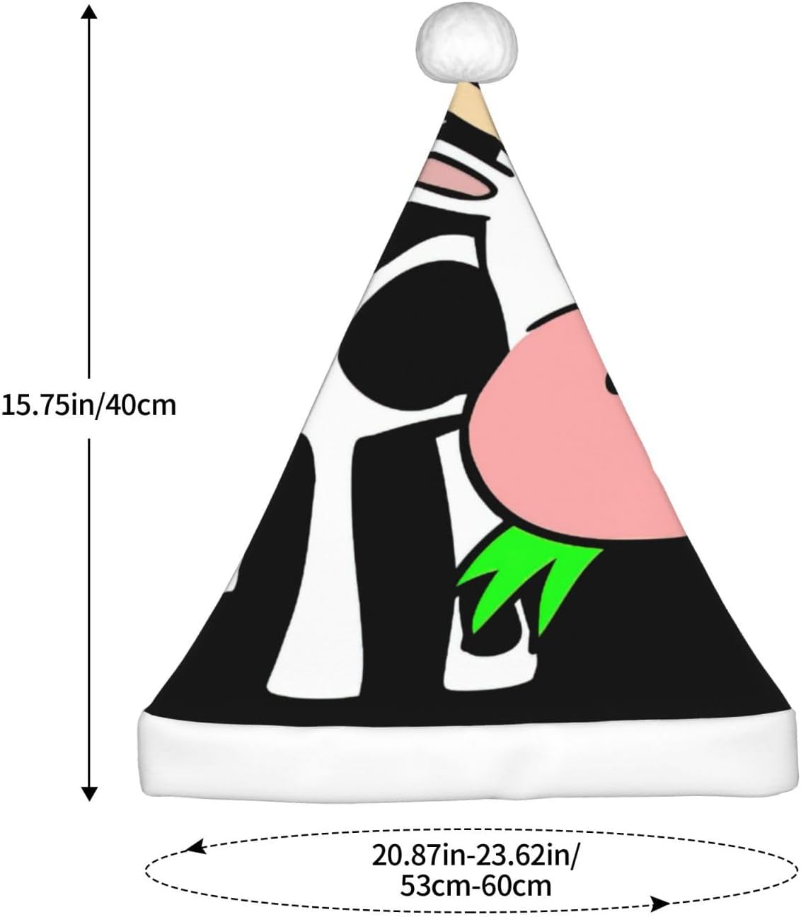 QINZHENG Personalized Santa Hat with Cute Cow Print