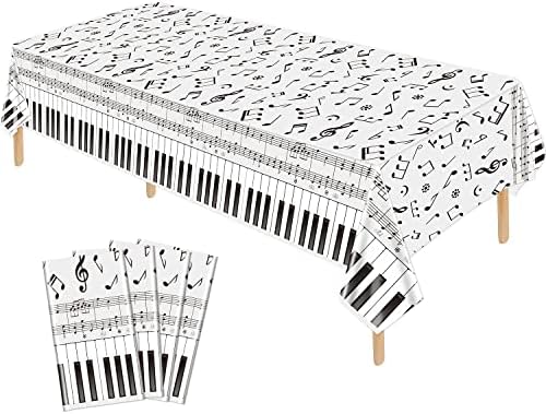 4 Pack Musical Notes Tablecloths - Black and White Party Decorations