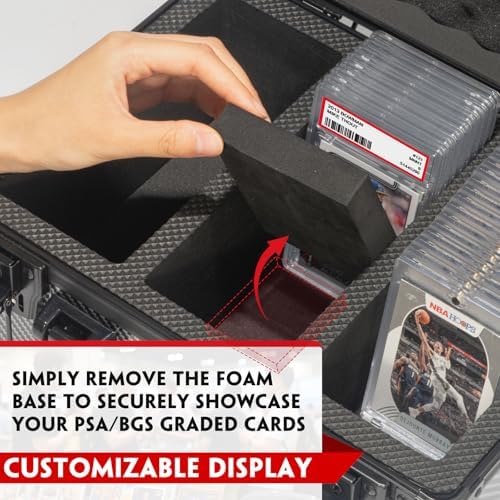 Vollicaifit Graded Card Storage Box Case 3 Row Black Holder