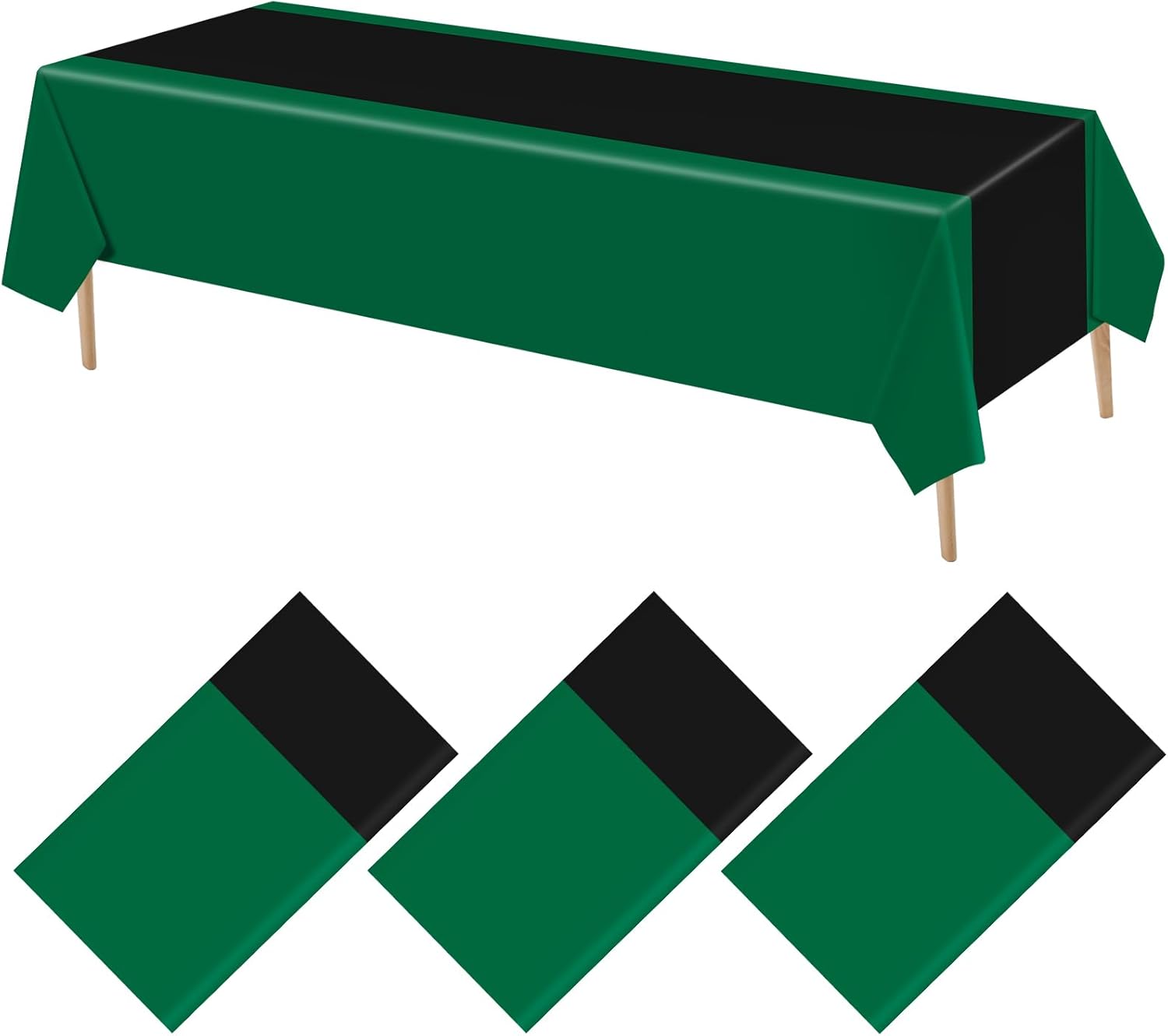 VitalCozy 3 Pack Plastic Table Runner Green and Black