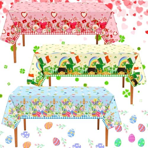 Oudain 3 Pcs St Patricks Day Tablecloth Set