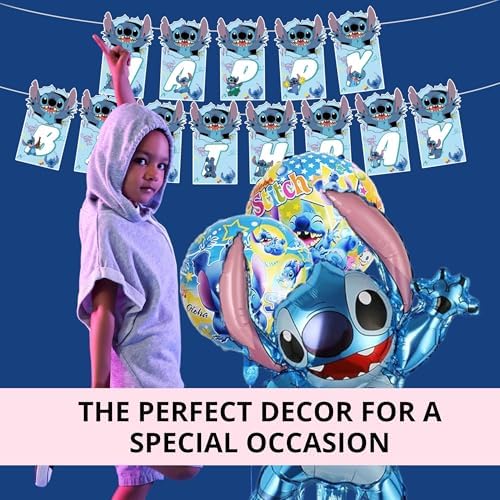 Cartoon Birthday Party Decor Set with Balloons and Streamers