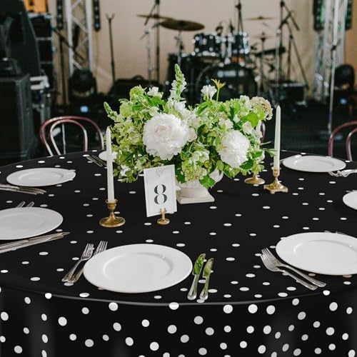 Newwiee 84 Inch Round Dot Tablecloth Set of 3
