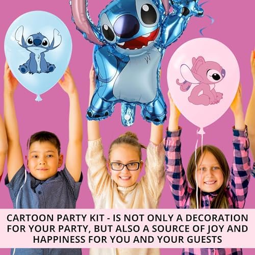 Cartoon Birthday Party Decor Set with Balloons and Streamers